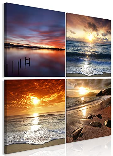 murando - Wandbilder Landschaft 80x80 cm 4 Teilig je 40x40 Vlies Leinwandbild Kunstdruck modern Wanbilder XXL Wanddekoration Design Wand Bild - Strand Meer See Natur c-C-10055-b-a