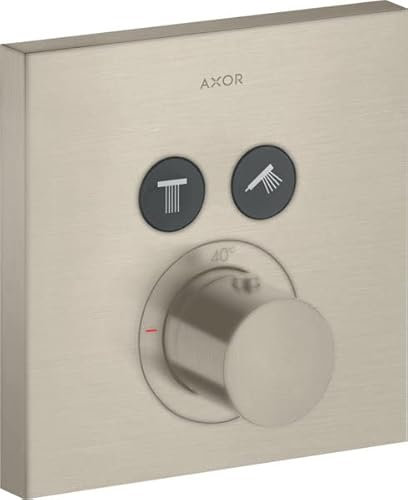 hansgrohe AXOR Starck ShowerSelect Square Thermostat Unterputz für 2 Verbraucher, 36715820, Farbe: Brushed Nickel