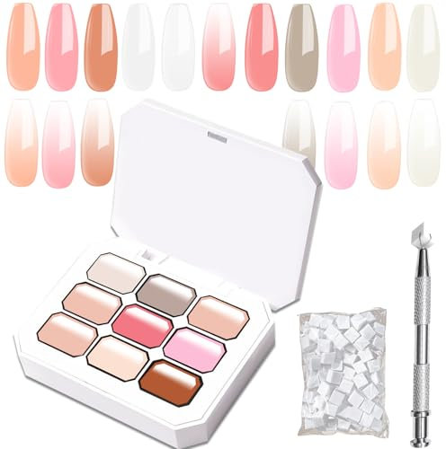 Clara Colors Verlauf Gel Set, 9 Farben Nude Rosa Weiß Ombre Gellack mit 50 Nagelschwämmchen, 4 Metall Greifklauen und Pinsel für Nageldesign DIY Anwendung im Salon
