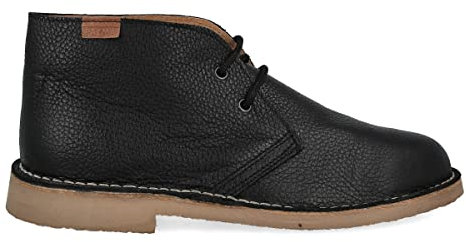PAYMA - Stivali Stivaletti Safari Deserto in Pelle per Uomo e Donna. Fatto in Spagna. Scarpa Chukka Pelle Liscia Sport. Suola Gomma. Colore: Nero Liscio, Taglia: EU 42