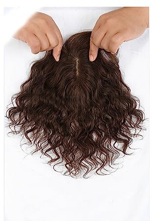 Schön Kurze lockige Topper, atmungsaktive Wiglets-Haarteile, Clip-in-Top-Haarteile, gewellte Topper-Perücken for den täglichen Gebrauch Echte Perücke (Color : Brown)