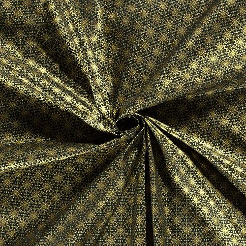 Weihnachtsstoff Dekostoff Baumwollstoff Sternenglanz 1x1,45m Oeko-Tex 100 Weihnachten, Farbe:grün