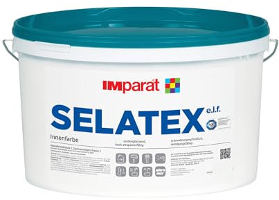 IMparat | Selatex e.l.f. | Weiß | Wandfarbe | Innenfarbe | Seidenglanz | Wohnraumfarbe | Abwischbar | Hohe Deckkraft | 5 Liter