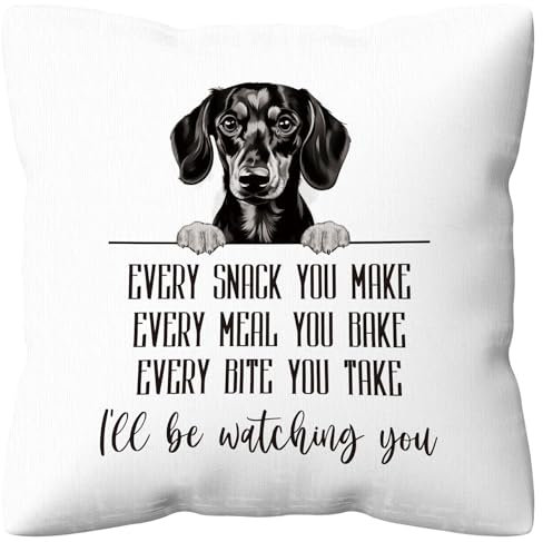 kdqua Kissenbezug mit Dackel-Motiv, Dackel-Motiv, 45,7 x 45,7 cm, Dackel-Geschenk für Frauen, lustiges Dackel-Zitat für Sofa, Couch, Dekoration