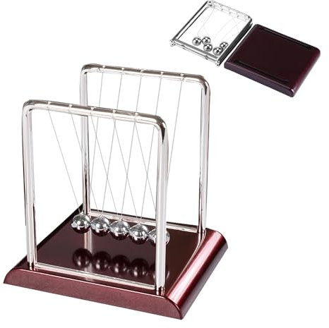 Newton Pendel,Klassisches Kugelstoßpendel,Klassisches Newton Kugelstoßpendel,Hochwertig Z Form Kugelstoßpendel,Kugelspiel,Kugelpendel für Schreibtisch,Educational Deko,Kugelpendel,Rotwein