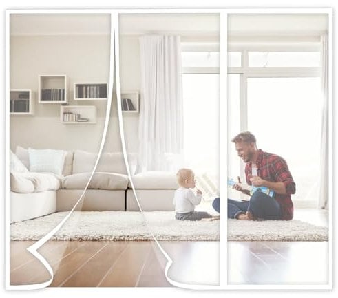 Rete per zanzariera con zanzariere magnetiche 285x200cm, gancio e anello per telaio, mani libere, adatto ad animali domestici e bambini Bianco