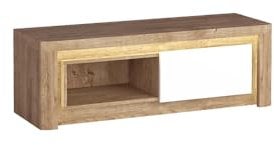 Lomadox Lowboard TV Unterschrank Wohnzimmer Schrank Fernsehschrank TV Board modern in Eiche mit weißen Fronten LATINA-161
