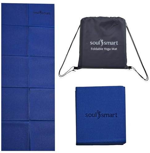 TJC Faltbare Reise-Yogamatte, 6 mm, rutschfest, leicht, tragbar, für Fitnessstudio, Fitness, Training, Pilates, für drinnen und draußen, Workout, Yogamatten für Damen und Herren, 188 x 63 cm, Blau