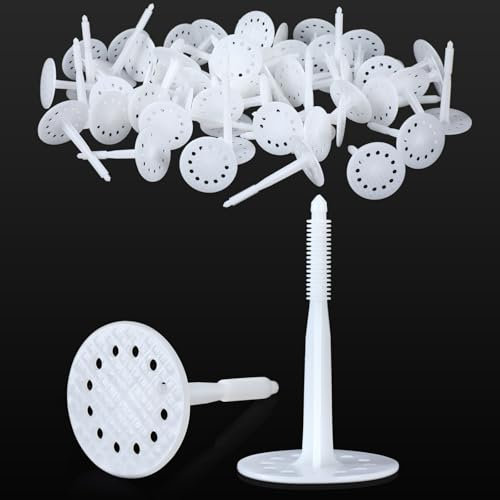 Wonderjune 250 Pcs 10cm Heavy Duty Plastic Insulation Masonry Fasteners, Durable Anchors Fasteners for Fixing and Fastening Rigid Foam Insulation Board Panels