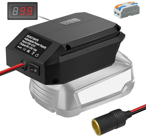 Step Down Konverter für Bosch PBA 18V zu 12V, Stromanschluss für Autogeräte, DIY Ladegerät Buck Converter Power Station, Zigarettenanzünder Adapter Buck Adapter für Autokühlschrank