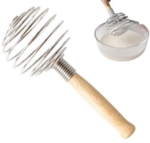 Outil De Fouet À Pâte – Fouet En Pour La Cuisson, Fouet À Œufs Avec Manche En Bois | Mélangeur À Main Mousseur À Lait Au Design Ergonomique, Fouet Prêt À L'emploi Avec Manche En Bois, Fouet Po