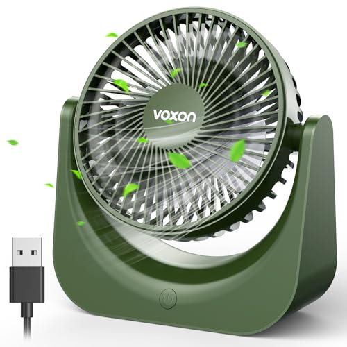 VOXON Desk Fan With 5 Speeds Adjustable Strong Wind, USB-A Powered Silent Personal Device for Desktop, Office, Home, Bedroom, Kitchen - 1.5M Cable