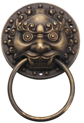 GUHPZA Campanello per Porta in ghisa 2 Pezzi Battenti per Porta Battente per Porta d'ingresso 3D per Decorazione Maniglia a Testa di Leone Pomelli per Porte Interne per capannoni fienili Giardino