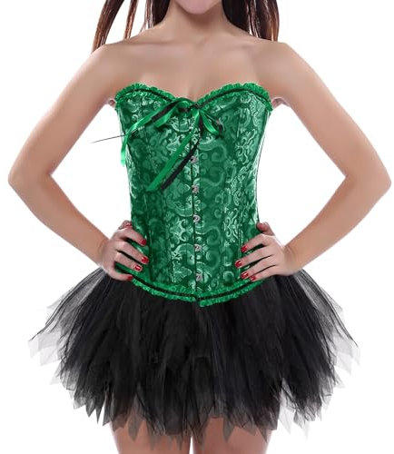 lila Korsett,Pinker Rock,Corsagenkleid Tüllrock Damen Elegant Sexy Gothic - Burlesque Corsage Korsett Mit Tutu-Rock Aus Tüll Corset Dress 80Er Jahre Outfit