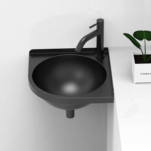 Angle Lave Main,Lave Main Inox,Lavabo Wc,Petit Lavabo Mural,Lavabo Triangulaire,32cm,Minimalist,Salle De Bain Lavabo Ou Lave,Lave Main D Angle,Lave Main Angle,Lave Main,Pour Petits Invités(Black)