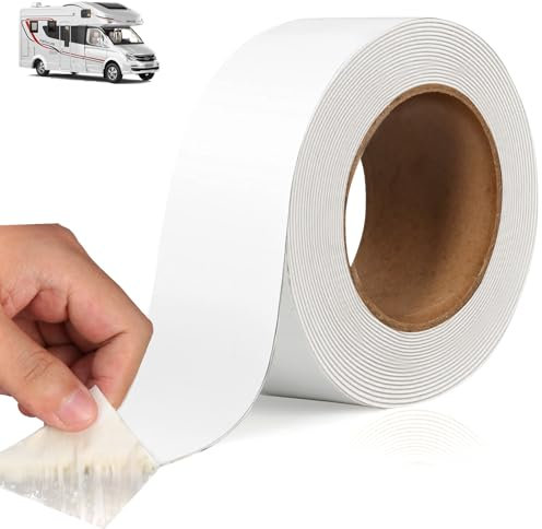 Wohnwagen Dichtband Weiß 5cmx5m Reparatur Klebeband Weiss Zelt Reparatur Klebeband Butylband Wasserdicht für Wohnwagen Dach Glas Fenster Rohrdicht (5m)