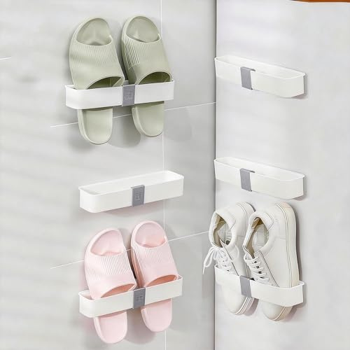 Lot de 6 étagères à Chaussures Murales, Organiseur à Chaussures Suspendu avec Ruban Adhésif, étagère à chaussures à suspendre au-dessus de la porte, étagère à Chaussures Suspendue pour Camping-car