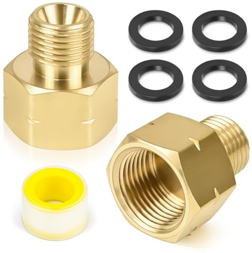 FLEXNOVA Lot de 2 adaptateurs de gaz en laiton pour bouteille de gaz - Raccord 3/8 vers 1/4 avec bande d'étanchéité filetée et bague d'étanchéité - Adaptateur de gaz IG 3/8 x AG 1/4 gauche pour