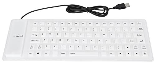 CHEOTIME Roll-up 85 Tasten wasserdichtes Silikon-Tastatur, USB-Kabel versiegelter Faltbarer Stiller Soft Touch Tragbar für Reisebüro Verwendung (Weiß)