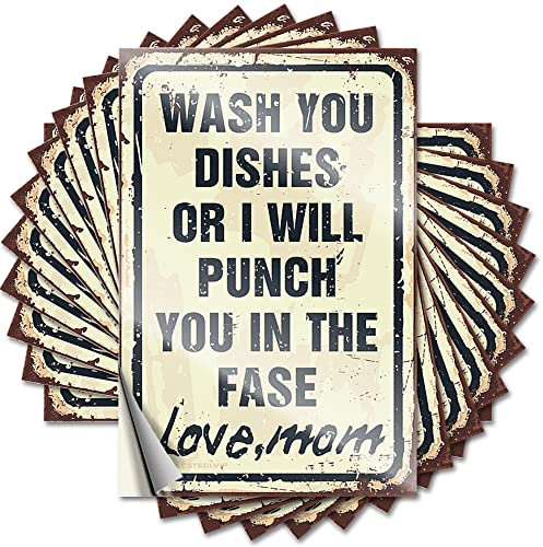 Inappropriate Stickers Wash Your Dishes Signed Mom Funny Sticker 10 Pcs Tool Box Stickers Bar Signs for Home Bar Funny(12X18CM)