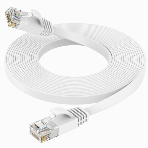 Ercielook Netzwerkkabel CAT6 8m, 1Gbps 250MHz Flachkabel for PS5/Router | LAN-Kabel-Verlängerung für PS4, Modem, Switch, Laptop & Heimnetzwerk-Installationen. UTP Ethernet-Kabel, Inkl. Kabelclips.