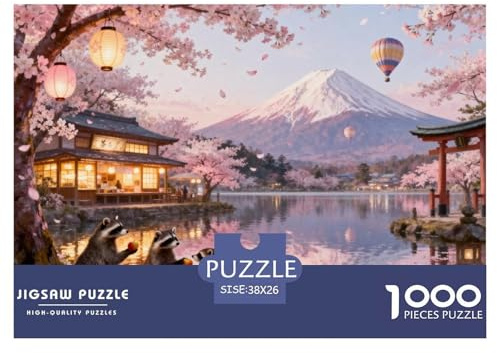 Japanische Mount Fuji Kirschblüte Hölzerne Puzzles Wasserfest 1000-teiliges Puzzle Für Erwachsene Buntzur Heimdekoration