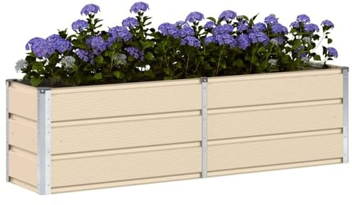 vidaXL Pflanzkübel Elfenbein 160 x 40 x 45 cm Stahl