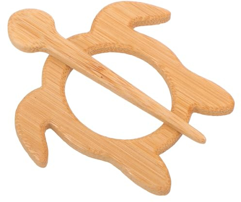 OATIPHO Broche en Bois Tortue Décorative pour Pull Femme – Épingle à Châle Animale Légère en Bois Naturel – Pince à Col de Cardigan Polie la Main, Accessoire Mode Original pour Tenue