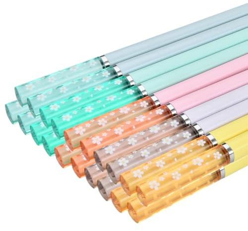 Juego de 10 Pares de Palillos Reutilizables de Fibra de Vidrio - Antideslizantes para Comida China y Japonesa, Lavables a Máquina, Diseño Elegante Ideal para Ramen, Fideos y Platillos Asiáticos