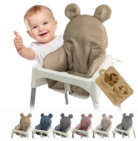 Sitzbezug für Ikea Antilop Hochstuhl, Beige meliert Teddy | Sitzverkleinerer, Kissen, extra weich, waschbar, langlebig