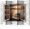RAUMTEILER/PARAVENT B&D XXL - Paravent Raumteiler Innen Fensterblick Fenster Landschaft 225x172cm 5-teilig Einseitig Raumtrenner Trennwand Holz Room Divider Spanische Wand Raum Abtrennung grau braun