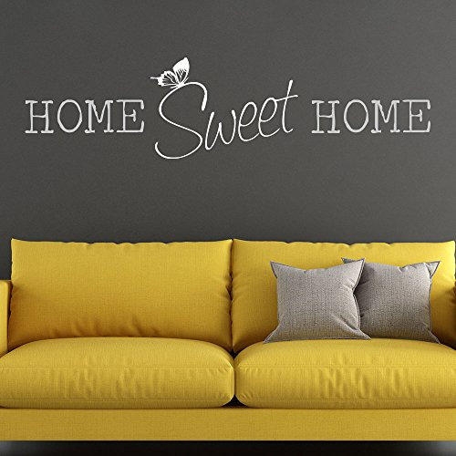KLEBEHELD® Wandtattoo HOME Sweet HOME zweifarbig | Spruch mit Schmetterling | Farbe schwarz, Größe 80x20cm
