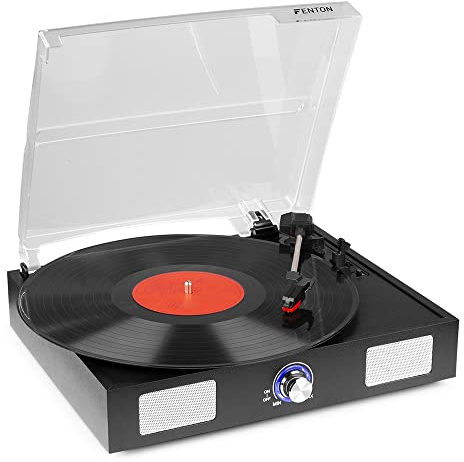 Fenton RP108B Giradischi retrò con altoparlanti integrati, giradischi vintage con Bluetooth, riproduzione USB, suono radio FM, perfetto giradischi con altoparlanti integrati