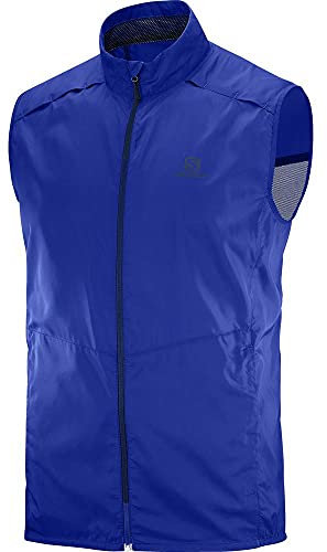 Salomon Homme Gilet Coupe-Vent, AGILE WIND VEST, Mélange Synthétique, Bleu, Taille S, L40112400