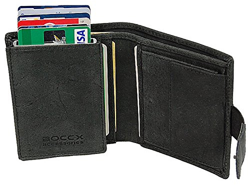 BOCCX Herren Geldbeutel Geldbörse Leder RFID Kartenschutz Herrenbörse 40029 GoBago (Schwarz)