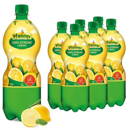 Pfanner 100% Zitronensaft - Ideal im Küchenbereich einsetzbar - 2KG Zitronen im Vorratspack (6 x 1 l)
