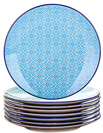 vancasso Desserteller Porzellan, 8 teilig Kuchenteller bunt, Macaron Ø 21,5 cm Flachteller für Frühstück
