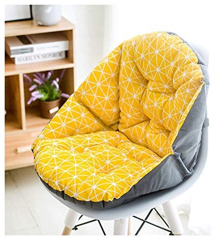 HONGBI Coquille Forme Coussin Doux avec Dossier Pad Tout Couvert pour Chaise Jardin et Fauteuil pour Bureau,Salle à Manger Jaune Commun:48x40x48cm