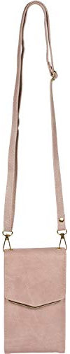 styleBREAKER Damen Mini Bag Umhängetasche, mit Metall Detail am Umschlag, Handytasche, Schultertasche, Handtasche 02012353, Farbe:Altrose