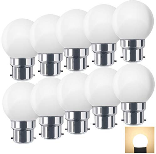 Suncan B22 - Bombilla LED Feston 1 W, blanco cálido, pequeñas bombillas de Navidad PC Cap,10er Pack