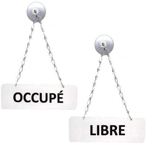 Pancarte Pour Commerces Restaurants Hôtels - Libre/Occupé - PVC 1,5 mm avec Ventouse et Chainette Inclus