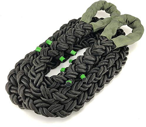 RopeServices UK 24mm Black Nylon Kinetic 12 Tonne Recovery Tow Rope 4x4 Heavy Duty 5 Metres