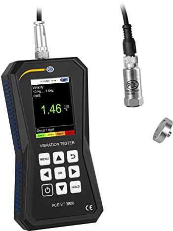 Vibrationsmessgerät PCE-VT 3800 für Maschinen und Anlagen mit externem Sensor Anschluss PC über internen Speicher Micro USB