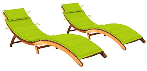 vidaXL 2X Madera Maciza de Acacia Tumbonas con Cojines Hamaca Cama Salón Diván Asiento Piscina Playa Jardín Patio Terraza Balcón Exterior Muebles