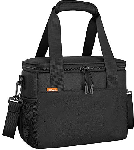 JETech 10L Isolierte Lunchtasche für Damen und Herren, Auslaufsichere Kühltasche Thermotasche Wiederverwendbare Picknicktasche mit Verstellbarem Schultergurt, Schwarz