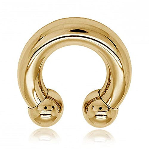 viva-adorno Hufeisen Piercing Intimpiercing Nasenring CBB Horseshoe Chirurgenstahl 316L XXL dick Z427, 10 x 16 x 14mm / Gold
