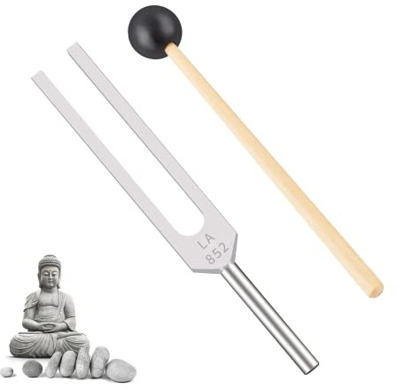 Wlongtor Set of Aluminum Sensory Tuning Forks, yoga tuning，energy fork adjustment for chakra instrument,balancing Training, silicone hammer and cleaning cloth included,with Gift wrapping (852Hz)