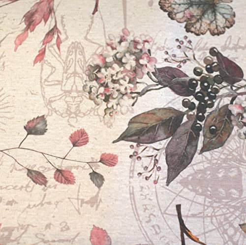 Staab's Stoff wasserabweisend Baumwolle beschichtet verschiedene Dekore (in 50cm Schritten) (Breite 140 cm x Länge wählbar) (Blumen/Zweige pastell auf Leinen)