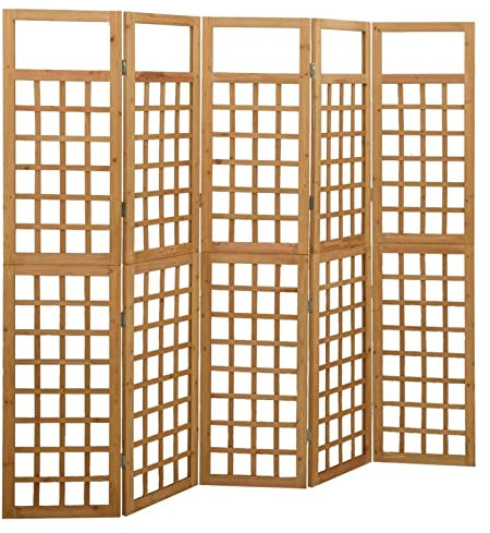Gecheer Tannenholz Massiv Paravent Spalier 5-TLG. Rankhilfe Raumtrenner Raumteiler Trennwand Umkleide Sichtschutz Spanische Wand 201,5 x 180 cm (B x H)