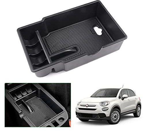 GAFAT Compatibile con Fiat 500X 2015-2024 2025 Contenitore per Console Centrale, 500X 2023 Organizer per Braccioli, Vassoio Portaoggetti, Accessori 500X (Nero)